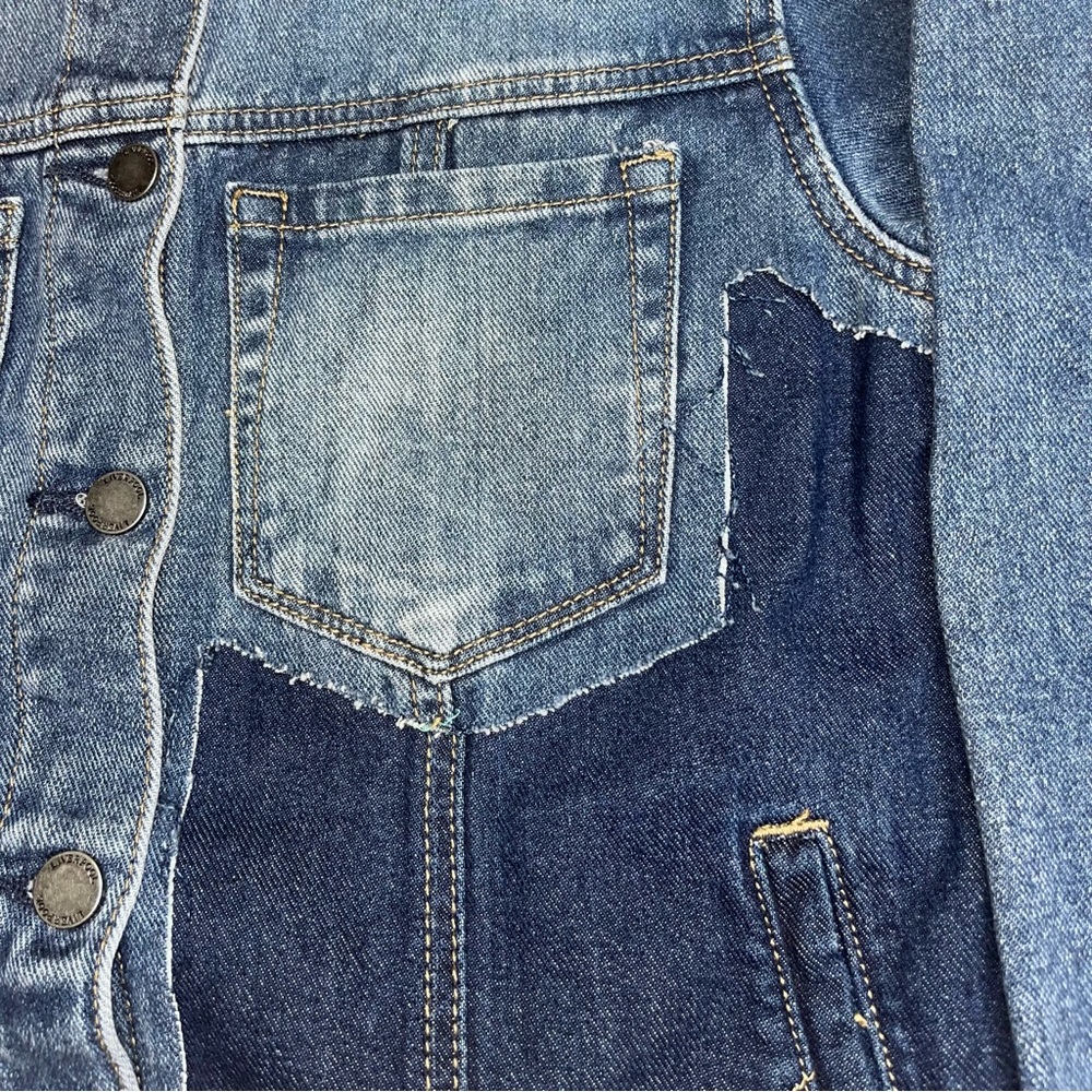 liver pool losangeles patch work frayed denim jacket size medium new with tags - Picture 10 of 15